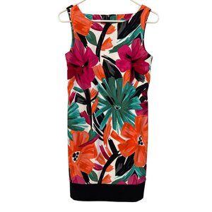 Dressbarn Floral Sheath Dress Size 4 Sleeveless Multicolor Boho Artsy Festival